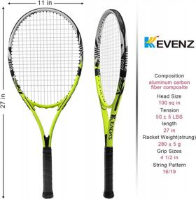 img 2 attached to Теннисная ракетка KEVENZ для взрослых, теннисная ракетка из углеродного волокна с сумкой для переноски, легкая и ударопрочная