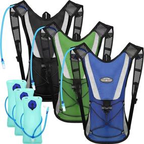 img 4 attached to Hydration Backpack Pack - 3 Pack with 2L Water Bladder for Hiking, Running, Cycling, Camping - Water Rucksack for Hydration with Hydration Bladder - Biking Water Backpack