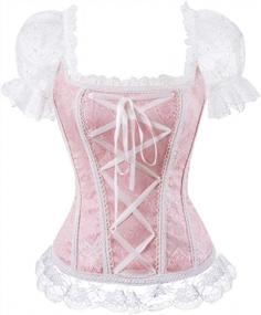 img 4 attached to Victorian Gothic Overbust Corset: Women'S Shoulder Strap Tank With Bustier Lingerie