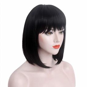 img 3 attached to STfantasy Bob Wig Shoulder Length Straight Cosplay Costume Party Synthetic Hair (Jet Black)