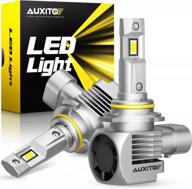 auxito 2022 модернизированные светодиодные лампы 9006 hb4 6000k, белые, 100 вт, 20000 люмен, на 600% ярче комплект для преобразования светодиодных ламп 9006xs hb4a с вентилятором, 98% готовность к canbus, plug and play, упаковка из 2 шт. логотип