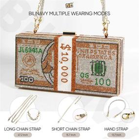 img 2 attached to Money Clutch Purses Dollars Crystal Women's Handbags & Wallets : Clutches & Evening Bags