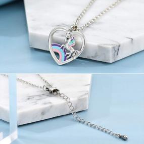 img 1 attached to Life Is Magical Message Necklace - Lanqueen Unicorn Heart Pendant Jewelry Gift For Women Girls