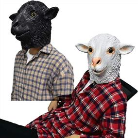 img 1 attached to Латексная маска Black Sheep Animal, Farmyard Full Head Ram Lamb Carnival Party Mask Halloween Costume Masqurade Party Cosplay Разноцветный