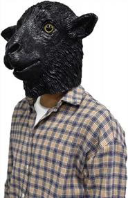 img 2 attached to Black Sheep Animal Latex Mask, Farmyard Full Head Ram Lamb Carnival Party Mask Halloween Costume Masqurade Party Cosplay Multicoloured