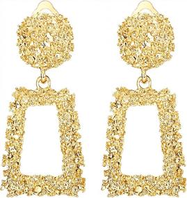 img 4 attached to Make A Bold Statement With These Non-Piercing Gold Drop Earrings By LOLIAS
