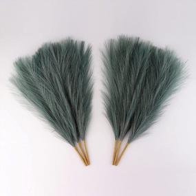 img 4 attached to Boho Chic Decor - APerfectLife 18 Inch Faux Dried Pampas Grass, Blue Gray Pompas Floral Artificial Plant For Living Room, Home, And Wedding Decor (Pack Of 6)