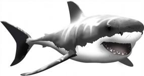 img 2 attached to Наклейка на стену с изображением гигантской белой акулы, отделяемая и приклеивающаяся к стене, искусство VWAQ 24 "HX 47 " W