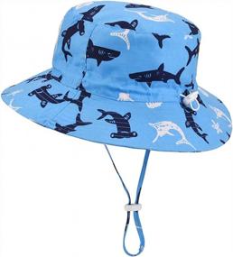 img 4 attached to Baby Sun Hat Adjustable - Outdoor Toddler Swim Beach Pool Hat Kids UPF 50+ Wide Brim Chin Strap Summer Play Hat