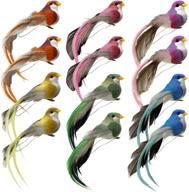 colorful assorted foam birds - set of 12 artificial feathered birds for christmas, home decor & weddings - 4.72in with realistic claws - perfect for embellishing gardens and crafts logo