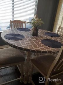 img 6 attached to Smiry Round Fitted Vinyl Table Cloth Cover Elastic Edged Flannel Backed, Waterproof Wipeable Vinyl Tablecloth For 36"-44" Round Tables, Wood