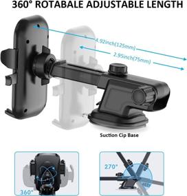 img 2 attached to 📱 Phone Mount Holder for iPhone 12 11 13 Pro Max Mini/SE 2020 XS XR X/8 Plus, Samsung Galaxy A13 A12 A42 A52 5G A03S, OnePlus 9 8T Pro, Nissan Rogue Versa Armada Kicks - Dashboard/Windshield/Air Vent Compatible