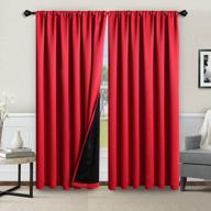 wontex 100% thermal blackout curtains for bedroom - winter insulating rod pocket window curtain panels, noise reducing and sun blocking lined living room curtains, red, 42 x 84 inch, set of 2 logo