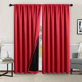 img 4 attached to WONTEX 100% Thermal Blackout Curtains For Bedroom - Winter Insulating Rod Pocket Window Curtain Panels, Noise Reducing And Sun Blocking Lined Living Room Curtains, Red, 42 X 84 Inch, Set Of 2