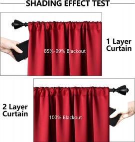 img 2 attached to WONTEX 100% Thermal Blackout Curtains For Bedroom - Winter Insulating Rod Pocket Window Curtain Panels, Noise Reducing And Sun Blocking Lined Living Room Curtains, Red, 42 X 84 Inch, Set Of 2
