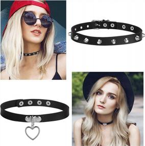 img 1 attached to 15Pcs PU Leather Choker Necklace Set: Adjustable Goth Punk Chokers For Women Girls - Perfect Gift Idea!