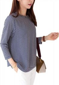 img 4 attached to Chic And Flattering: LENUE Women'S Printed Chiffon Tunic Blouse With Flouncy Layers And Stylish Shirred Neckline - Ideal Gift For Birthdays!