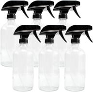 🌿 6-pack of 16-ounce clear glass spray bottles with heavy duty sprayers; boston round bottles with 3-setting spray tops and chalk labels logo