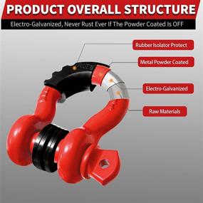 img 1 attached to 🔴 AUTOBOTS Bow Shackles 3/4" D Ring Shackle (2 Pack), 48,000Ib Break Strength with 7/8" Pin, 2 Isolator and 4 Washers Kit for Offroad Jeep Vehicle Truck Recovery – Red