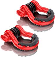 🔴 autobots bow shackles 3/4" d ring shackle (2 pack), 48,000ib break strength with 7/8" pin, 2 isolator and 4 washers kit for offroad jeep vehicle truck recovery – red logo