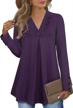 flowy and classy: messic women's button v neck pleated shirts - perfect casual tunic tops for any occasion logo