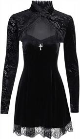 img 2 attached to Women'S Black Lace Mini Sleeveless Draped Bodycon Gothic Summer Dress Vintage Goth