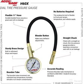 img 1 attached to 🚗 Accu-Gage Straight-Angle Tire Pressure Gauge - 60 PSI Range