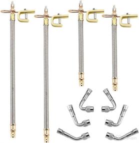 img 4 attached to 🚗 TINSKY Valve Stem Extension Set - Braided & Brass, 4PCS 7"/12", 6 Piece Adaptor Kit - Ideal for Car, Truck, RVs, Trailers