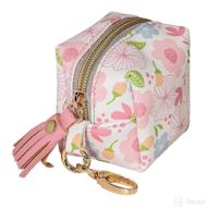 🌸 smlpuame pacifier holder case - large size leather cover charm pod for diaper bag stroller purse - 4 pacifiers or nipple shield holder - outdoor travel accessories - easy to clean - flower design in pink logo