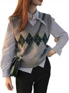 винтажный повседневный жилет-свитер для женщин - мягкий трикотаж, без рукавов, с v-образным вырезом и свободного кроя, со стильным дизайном, идеально подходящим для повседневной носки логотип