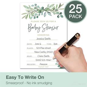 img 1 attached to 🌿 Pack of 25 Eucalyptus-themed Baby Shower Invitations with Envelopes, Diaper Raffle Tickets, and Book Request Cards