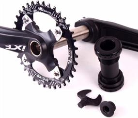 img 4 attached to Aluminum Alloy Mountain Bike Crankset With Narrow Wide Chainring, Bottom Bracket Bolts, And BB Bolts - BUCKLOS IXF 104 BCD 30-52T Crank Set For MTB And Road Bicycles