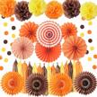 auihiay 32 pieces orange party decorations, include hanging paper fans, tissue paper pom poms and tissue paper tassels for birthday wedding baby shower party home decor events accessories logo