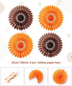 img 1 attached to Auihiay 32 Pieces Orange Party Decorations, Include Hanging Paper Fans, Tissue Paper Pom Poms And Tissue Paper Tassels For Birthday Wedding Baby Shower Party Home Decor Events Accessories