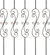 myard spindle scroll iron stair balusters 5-pack (satin black + oil-rubbed copper), 1/2" square, 44" length logo