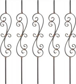 img 3 attached to Myard Spindle Scroll Iron Stair Balusters 5-Pack (Satin Black + Oil-Rubbed Copper), 1/2" Square, 44" Length