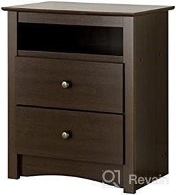 img 2 attached to 🔹 Stylish and Functional Espresso Tall Nightstand: Prepac Fremont 2 Drawer with Open Shelf