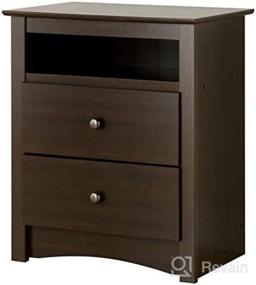 img 1 attached to 🔹 Stylish and Functional Espresso Tall Nightstand: Prepac Fremont 2 Drawer with Open Shelf