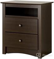 🔹 stylish and functional espresso tall nightstand: prepac fremont 2 drawer with open shelf logo