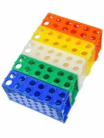 img 2 attached to Assorted Color 4-Way Plastic Test Tube Rack Pack Of 5 - Blue, Green, White, Orange, And Yellow