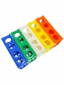 img 1 attached to Assorted Color 4-Way Plastic Test Tube Rack Pack Of 5 - Blue, Green, White, Orange, And Yellow