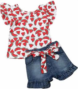img 4 attached to Baby Girls' Organic Cotton Floral Sleeveless Tops And High Waisted Denim Shorts Set - Perfect Summer Clothes For Infants