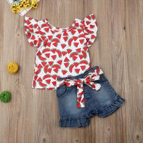 img 3 attached to Baby Girls' Organic Cotton Floral Sleeveless Tops And High Waisted Denim Shorts Set - Perfect Summer Clothes For Infants