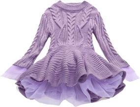 img 2 attached to 🎄 Christmas Stitching Knit Pullover Dress for Girls - Trendy and Affordable Clothing