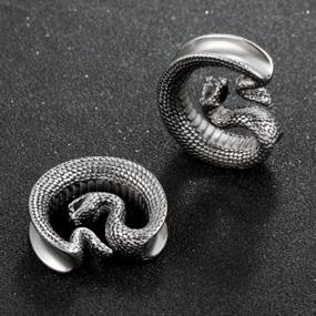 img 3 attached to 2PCS 316L Stainless Steel Ear Plug Gauges Body Piercing Jewelry - Rattlesnake Design Opening Tunnels Plugs Saddle Earrings For Women & Men'S