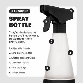 img 2 attached to 🧼 Cleancult Shatter Resistant Glass Spray Bottle - 16oz, 2 Pack - Matte Black - All Purpose Cleaning Spray Bottle with BPA-Free Nozzle & Silicone Sleeve - Dishwasher Safe+