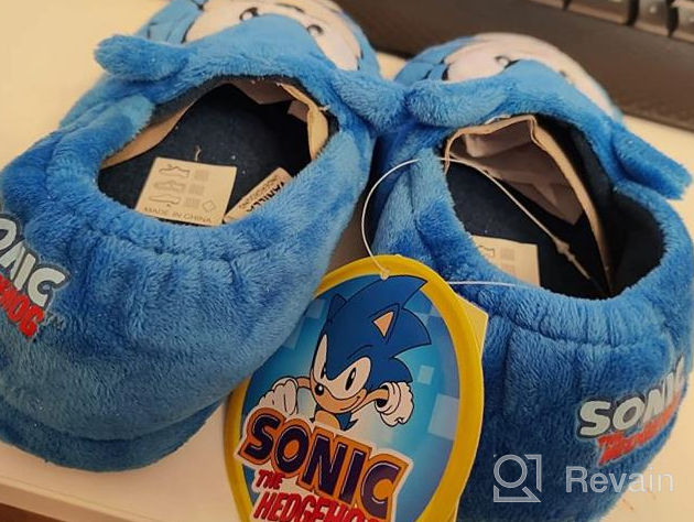 img 1 attached to 🦔 Sonic The Hedgehog Kids Plush Slippers: Embroidered Face, 3D Character Shoes review by Adam Clemons