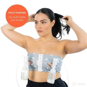 img 3 attached to ❤️ Snugabell PumpEase Hands Free Pumping Bra, Adjustable and Comfortable Spandex Technical Fabric Bra for Nursing Moms, Supports Two Breast Pumping Bottles & Flanges, Grey XO Hearts - Size L