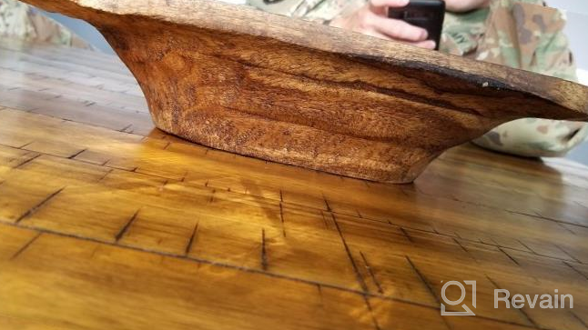 img 1 attached to Norse Tradesman Hand-Hewn Bread Bowl - Decorative Viking-Inspired Dough Bowl - (26 Inch) review by Denise Harmeyer