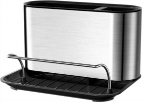 img 4 attached to Stainless Steel Kitchen Sink Soap Dispenser And Caddy Tray Drainer Rack Organizer 2-In-1